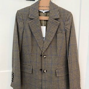 Veronica Beard Women’s Houndstooth Blazer Garrison Oversized Dickey Jacket